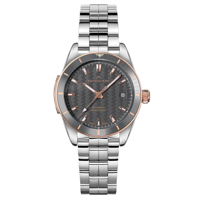 NORQAIN Adventure Sport Steel & Gold Grey Dial Stainless Steel Bracelet Automatic Watch 37mm - N1800CG83A/G18G/182S