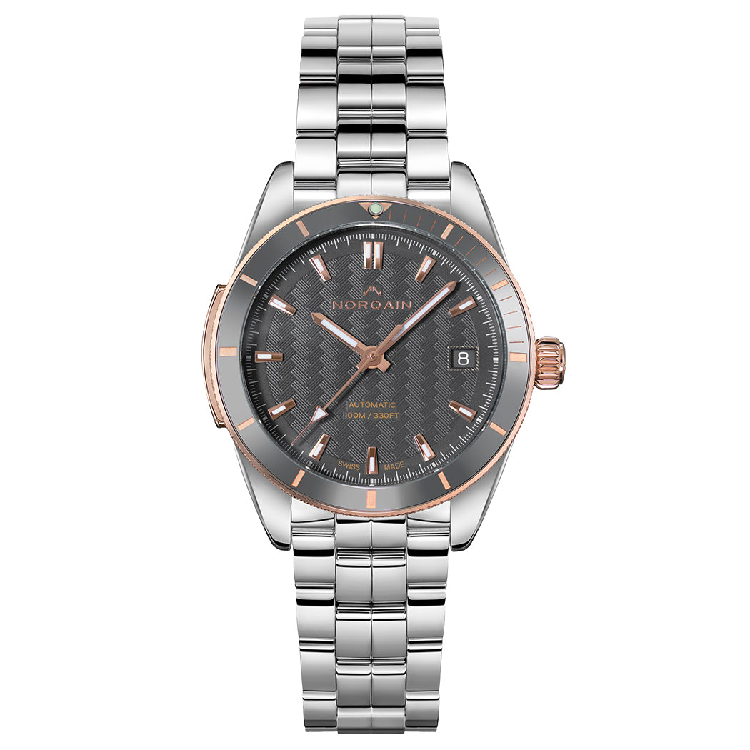 NORQAIN Adventure Sport Steel & Gold Grey Dial Stainless Steel Bracelet Automatic Watch 37mm - N1800CG83A/G18G/182S
