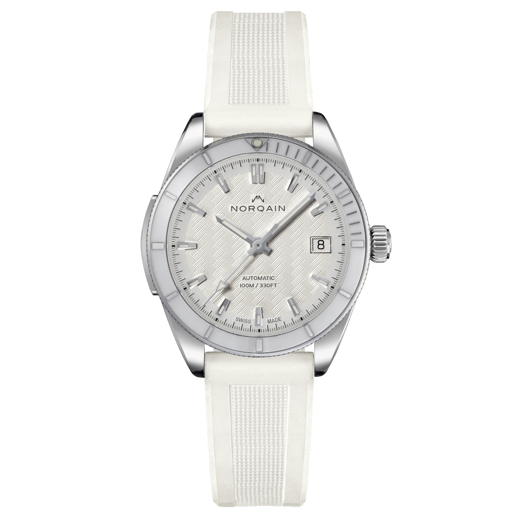 NORQAIN Adventure Sport White Dial White Rubber Strap Automatic Watch 37mm - N1800C89A/W181/18WRE.16S