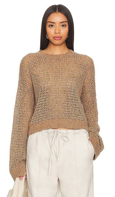 NSF Blayne Crochet Crew in Beige - NSF Blayne Crochet Crew en Beige - NSF Blayne 米色钩编圆领针织衫 - NSF Blayne Häkel-Rundhalsshirt in Beige - NSF Blayne 크로셰 크루 베이지 색상 - Girocollo NSF Blayne all'uncinetto in beige