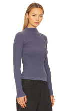 NSF Carla Fitted Mock Neck Tee in Blue