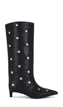 Nakedvice Stacey Stud Boot in Black | Black & Silver Knee-High Boots for Women