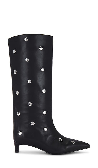 Nakedvice Stacey Stud Boot in Black | Black & Silver Knee-High Boots for Women