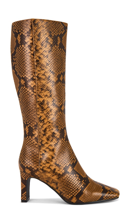 Nakedvice The Crawford Boot in Brown | Honey Snake Knee-High Boots for Women