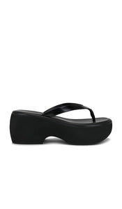 Nakedvice The Mina Sandal in Black | Black Wedge Sandals for Women