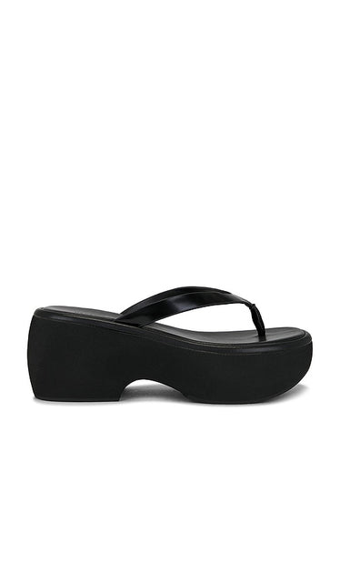 Nakedvice The Mina Sandal in Black | Black Wedge Sandals for Women