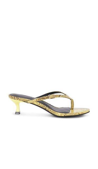 Nakedvice The Tayla Heel Sandal in Yellow | Yellow Snake Heeled Sandals for Women