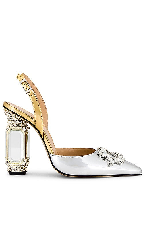 Nalebe Aurum Slingback Heel in Metallic Silver - Talon Slingback Nalebe Aurum en argent métallisé - Nalebe Aurum 金属银露跟高跟鞋 - Nalebe Aurum Slingback-Absatz in Metallic-Silber - Nalebe Aurum 메탈릭 실버 슬링백 힐 - Tacco Slingback Nalebe Aurum in argento metallizzato