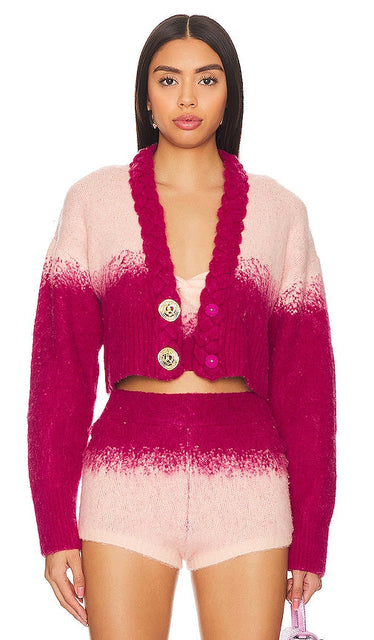 Nana Jacqueline Daphne Diamond Cardigan in Fuchsia
