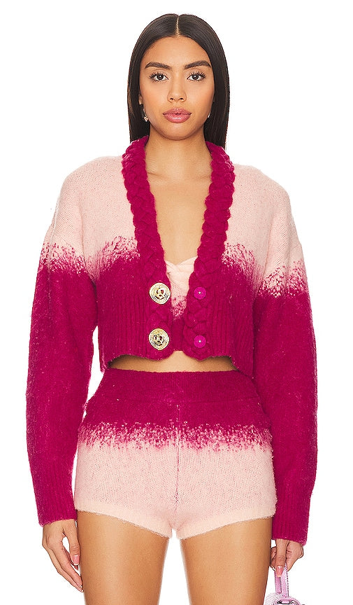 Nana Jacqueline Daphne Diamond Cardigan in Fuchsia