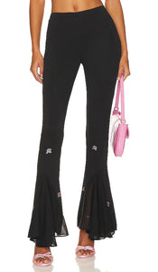 Nana Jacqueline Mara Rose Pants in Black - Pantalon Nana Jacqueline Mara Rose en noir - Nana Jacqueline Mara 黑色玫瑰色长裤 - Nana Jacqueline Mara Rose Hose in Schwarz - Nana Jacqueline Mara 로즈 팬츠블랙 색상 - Pantaloni Nana Jacqueline Mara Rose in nero
