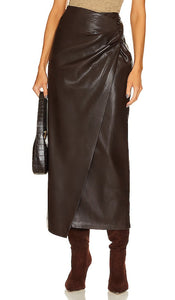 Nanushka Marcha Leather Maxi Skirt in Chocolate - Jupe longue en cuir Nanushka Marcha en chocolat - Nanushka Marcha 巧克力色皮革超长裙 - Nanushka Marcha Leder-Maxirock in Schokolade - Nanushka Marcha 가죽 맥시 스커트 - Gonna lunga in pelle Nanushka Marcha color cioccolato
