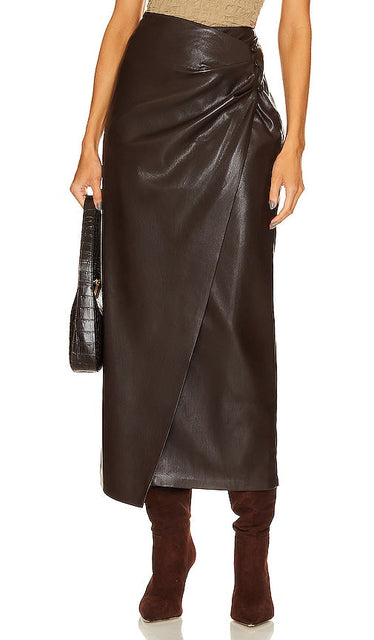 Nanushka Marcha Leather Maxi Skirt in Chocolate - Jupe longue en cuir Nanushka Marcha en chocolat - Nanushka Marcha 巧克力色皮革超长裙 - Nanushka Marcha Leder-Maxirock in Schokolade - Nanushka Marcha 가죽 맥시 스커트 - Gonna lunga in pelle Nanushka Marcha color cioccolato