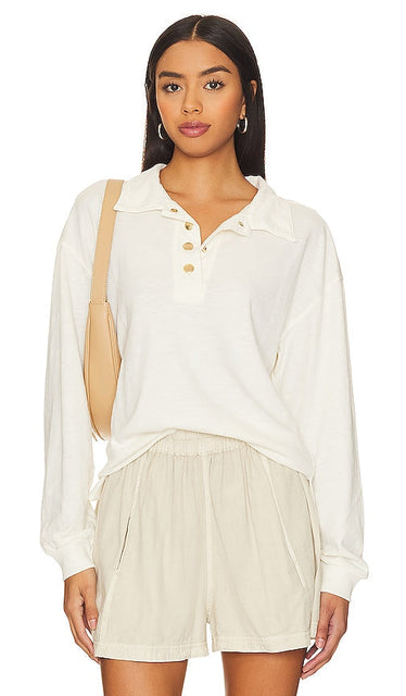 Nation LTD Banks Relaxed Snap Tee in White - Nation LTD - Banks - T-shirt décontracté à pression - Blanc - Nation LTD Banks 白色休闲按扣 T 恤 - Banks Relaxed Snap Tee von Nation LTD in Weiß - Nation LTD Banks 릴랙스 스냅 티셔츠 화이트 색상 - Maglietta a scatto rilassata di Nation LTD Banks in bianco