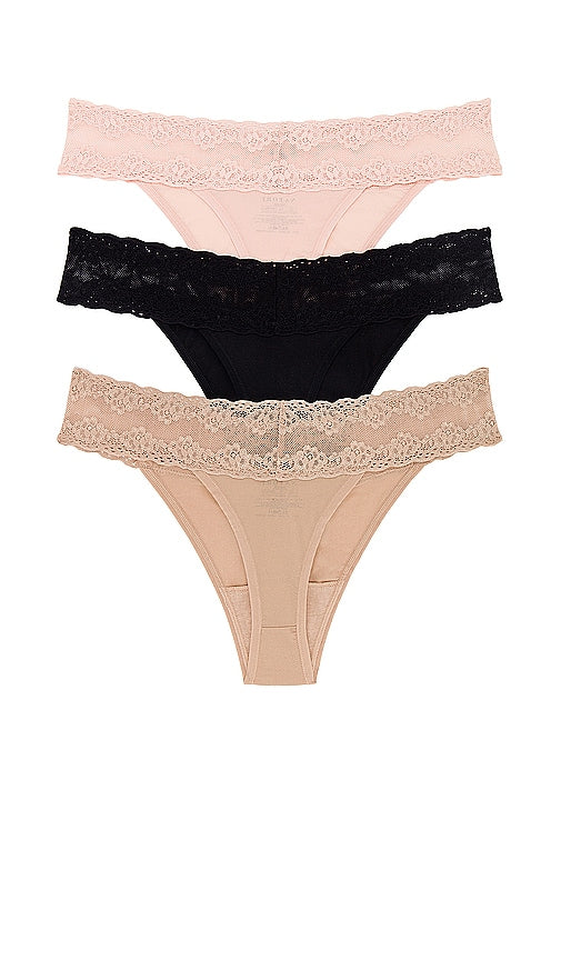 Natori Bliss Perfection Thong 3 Pack in Tan