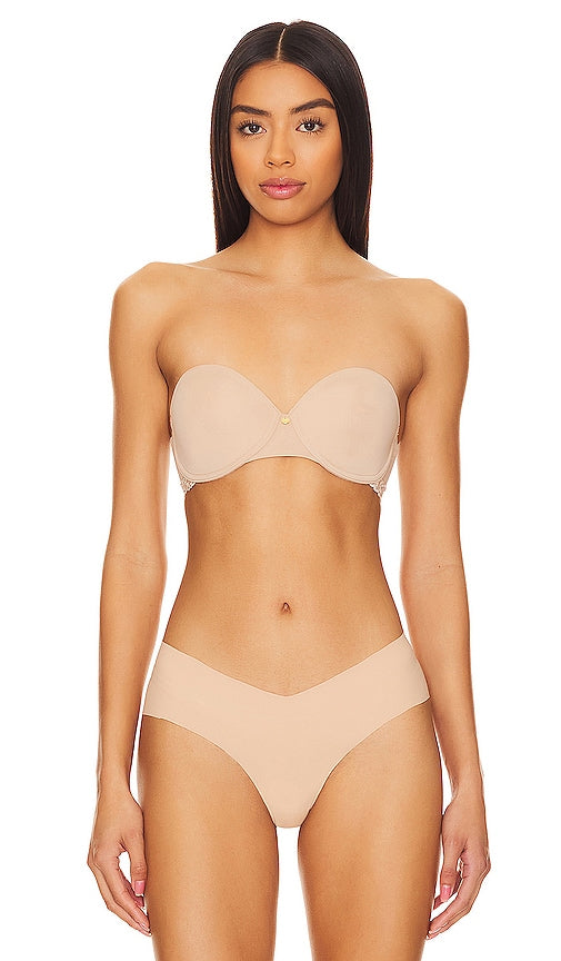 Natori Pure Luxe Strapless Contour Underwire Bra in Nude