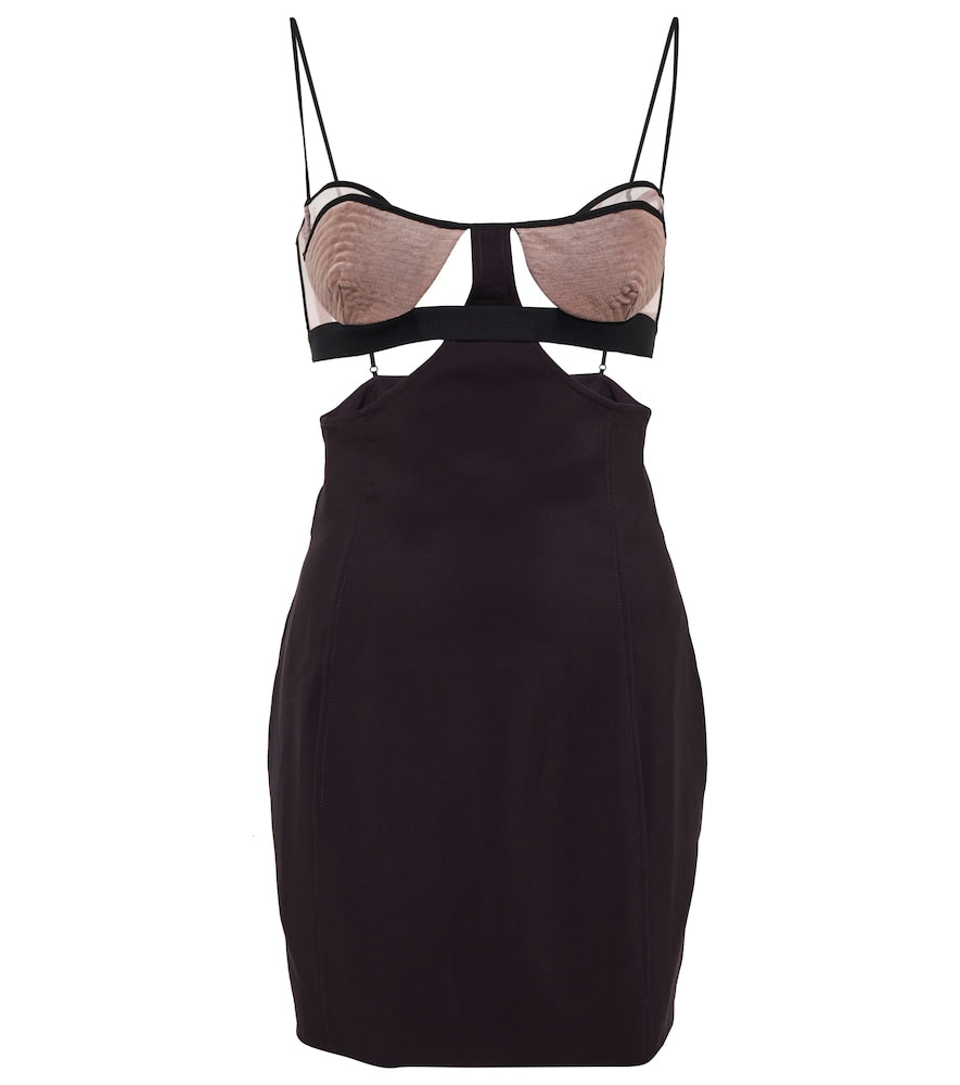 Nensi Dojaka Cutout mesh-paneled minidress. Nensi Dojaka 挖剪网布拼接迷你连衣裙