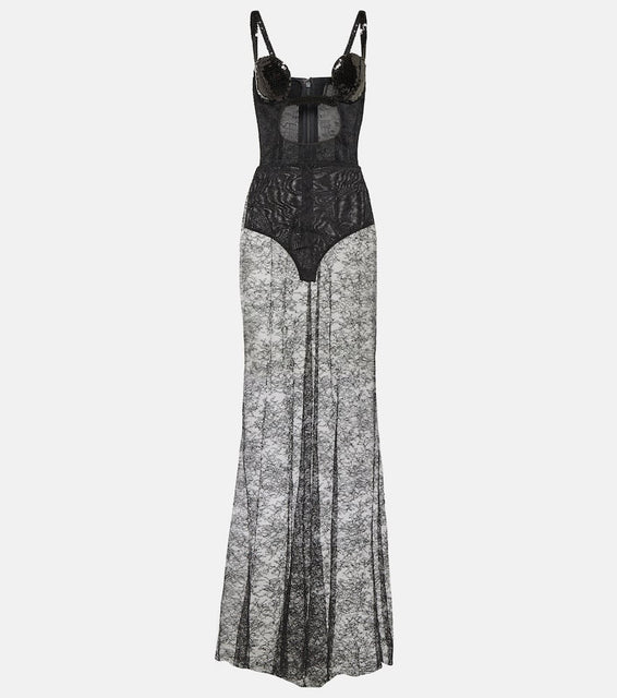 Nensi Dojaka Cutout sequined lace-trimmed gown