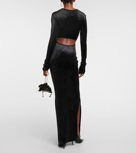 Nensi Dojaka Cutout velvet maxi dress