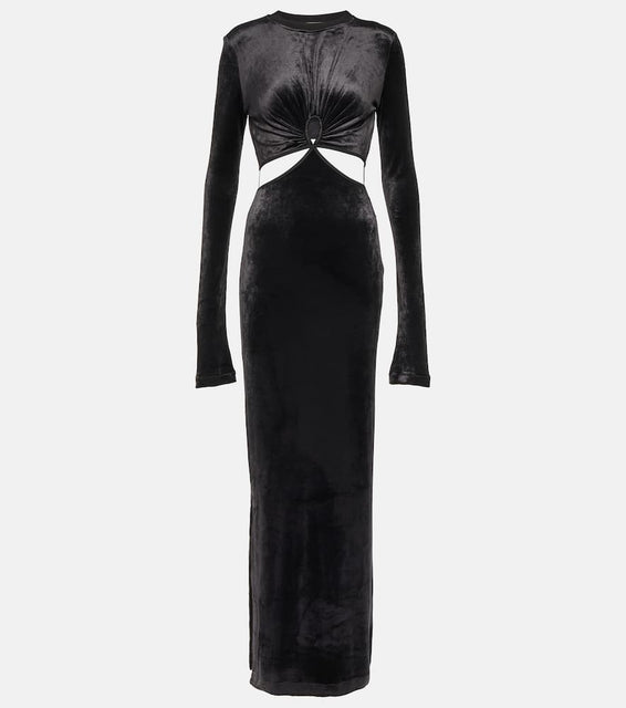 Nensi Dojaka Cutout velvet maxi dress