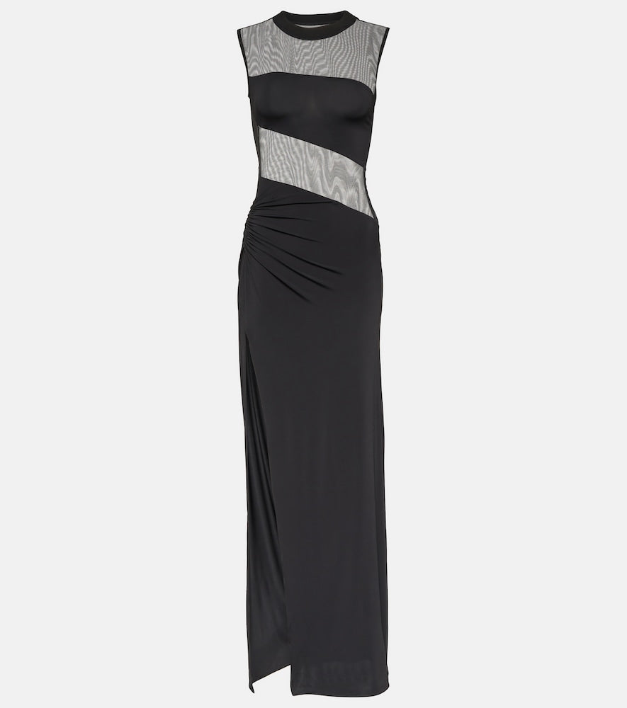 Nensi Dojaka Mesh and jersey maxi dress. Nensi Dojaka 网布平纹针织超长连衣裙