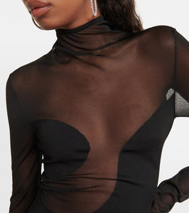 Nensi Dojaka Mesh and jersey minidress