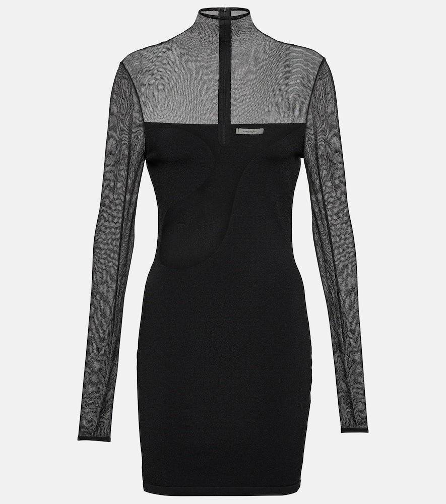 Nensi Dojaka Mesh and jersey minidress. Nensi Dojaka 网布平纹针织迷你连衣裙