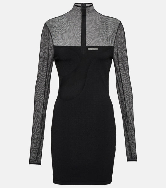 Nensi Dojaka Mesh and jersey minidress