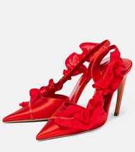 Nensi Dojaka Ruffle-trimmed satin slingback pumps