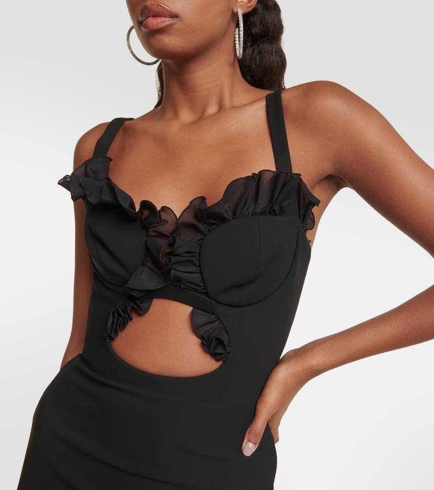 Nensi Dojaka Ruffled cutout jersey minidress