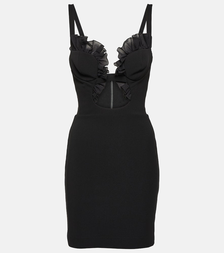 Nensi Dojaka Ruffled cutout jersey minidress. Nensi Dojaka 荷叶边挖剪平纹针织迷你连衣裙