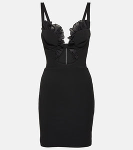 Nensi Dojaka Ruffled cutout jersey minidress