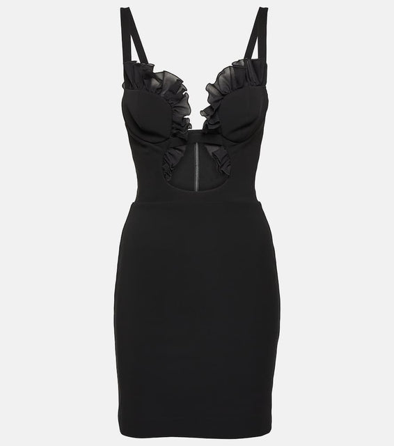 Nensi Dojaka Ruffled cutout jersey minidress