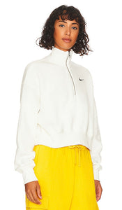 Nike Crop Quarter Zip Sweatshirt in White