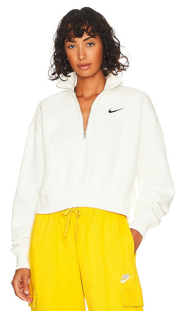 Nike Crop Quarter Zip Sweatshirt in White
