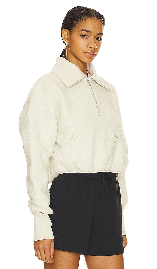 Nike Hi-pile Fleece Half Zip Top in Cream