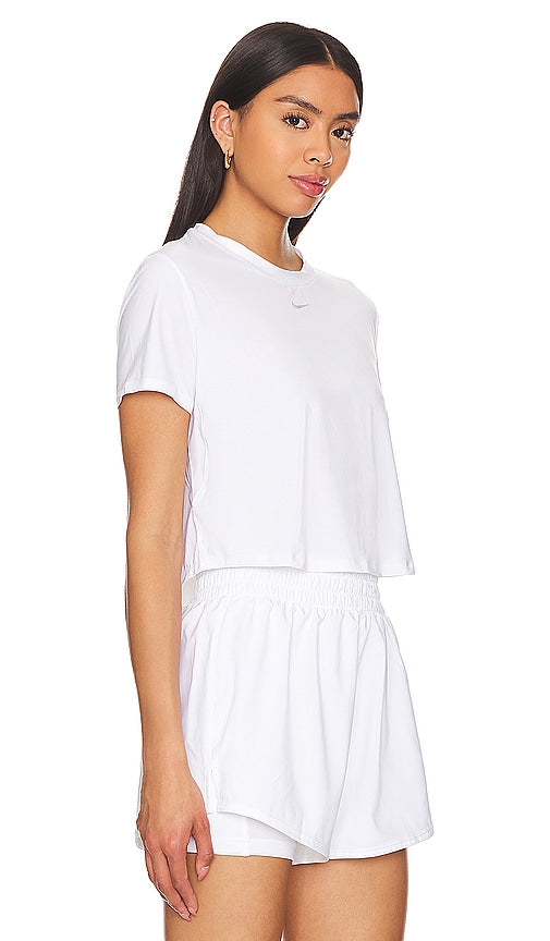 Nike One Classic Short Sleeve Crop Top in White