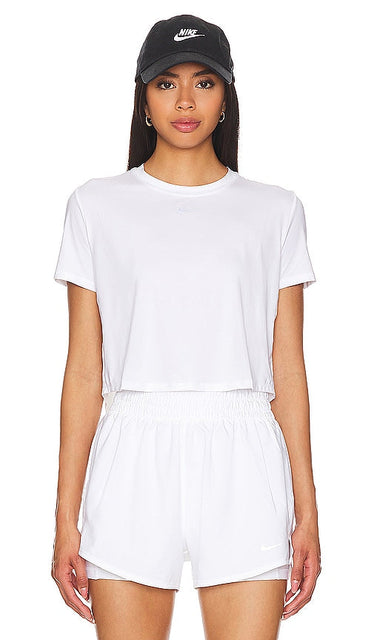 Nike One Classic Short Sleeve Crop Top in White - Nike - One Classic - Top court à manches courtes - Blanc - Nike One Classic 白色短袖短款上衣 - Nike One Classic Kurzarm-Crop-Top in Weiß - Nike One 클래식 반소매 크롭 탑 화이트 색상 - Top corto Nike One Classic a maniche corte in bianco