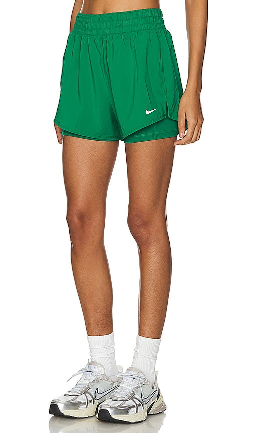 Nike One Dri-FIT High Waisted 2 in 1 Shorts in Green