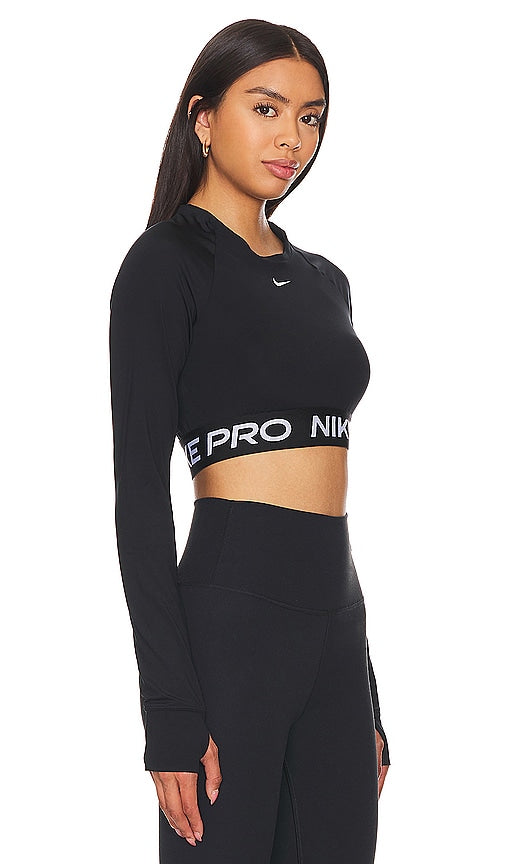 Nike Pro 365 Crop Long Sleeve Top in Black
