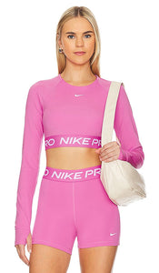 Nike Pro 365 Crop Long Sleeve Top in Pink - Nike - Pro 365 - Haut court à manches longues - Rose - Nike Pro 365 粉色短款长袖上衣 - Nike Pro 365 Crop Langarmshirt in Rosa - Nike Pro 365 크롭 긴팔 탑 핑크 색상 - Maglia corta a maniche lunghe Nike Pro 365 in rosa