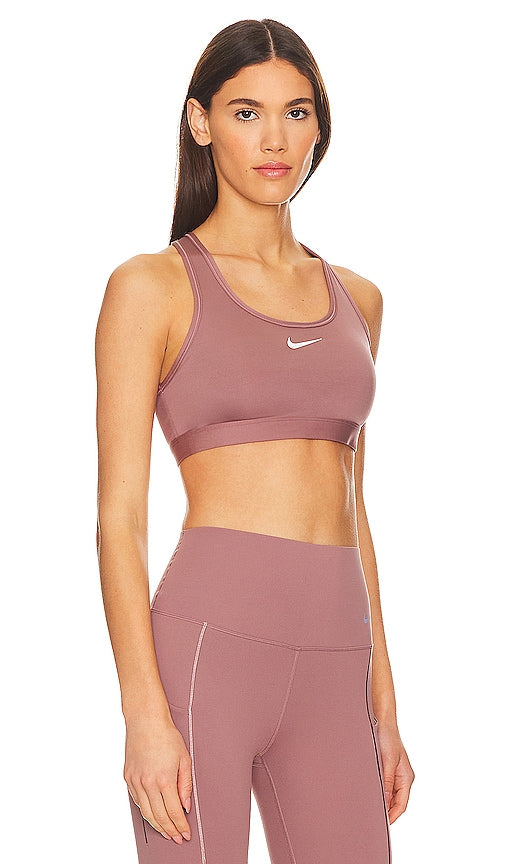 Nike Swoosh Medium Support Sports Bra in Mauve