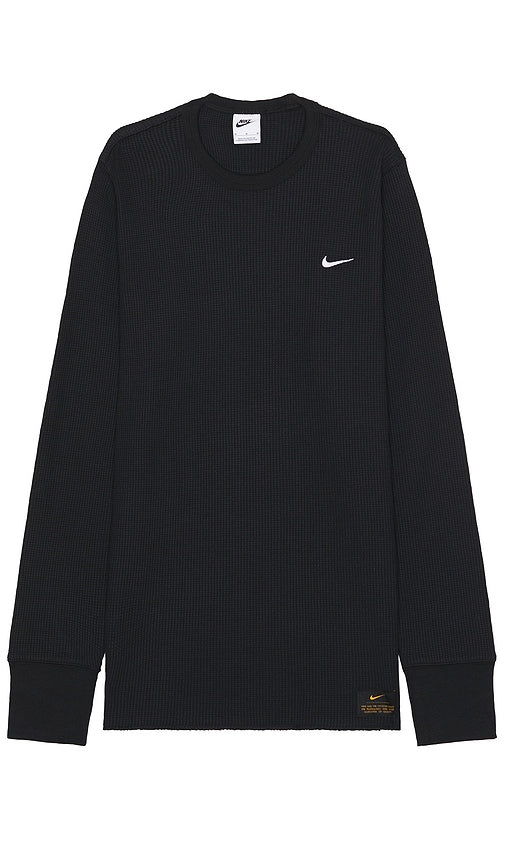 Nike Waffle Long Sleeve Top in Black - Nike - Haut à manches longues gaufré - Noir - Nike 黑色华夫格长袖上衣 - Nike Waffel-Langarmshirt in Schwarz - Nike 와플 긴팔 탑 블랙 색상 - Maglia a maniche lunghe Nike Waffle in nero