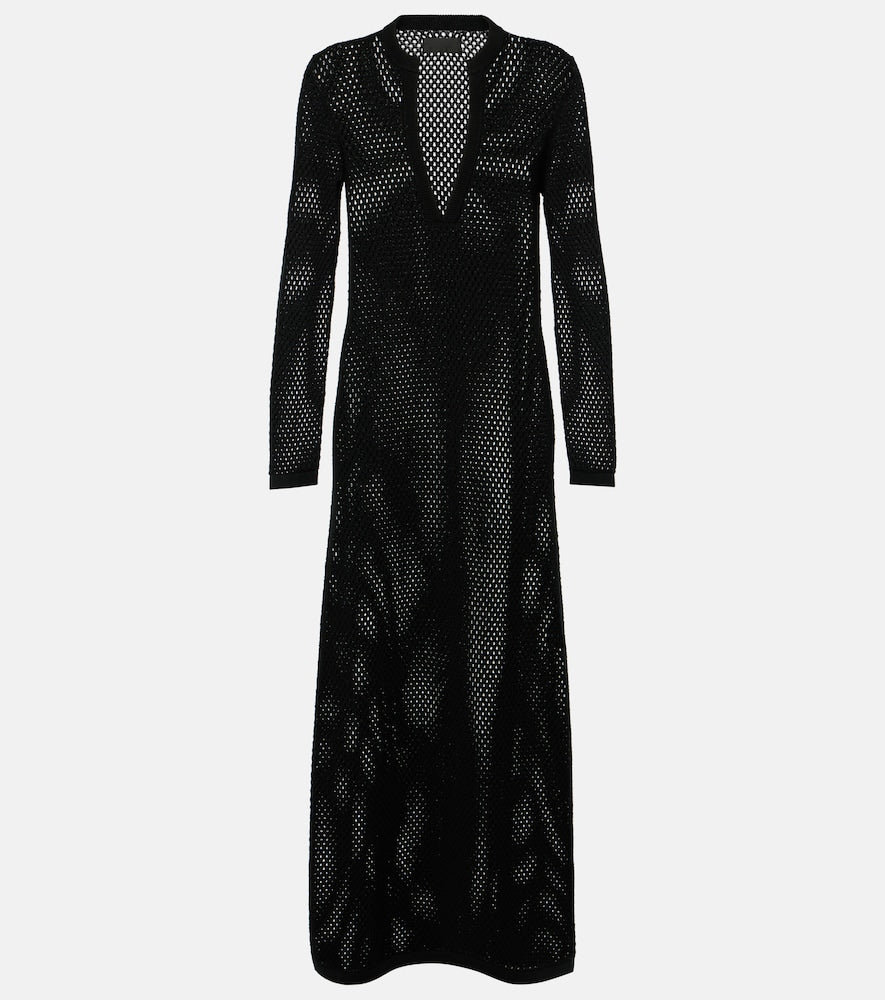Nili Lotan Zera open-knit cotton maxi dress. Nili Lotan Zera 开襟棉质长裙