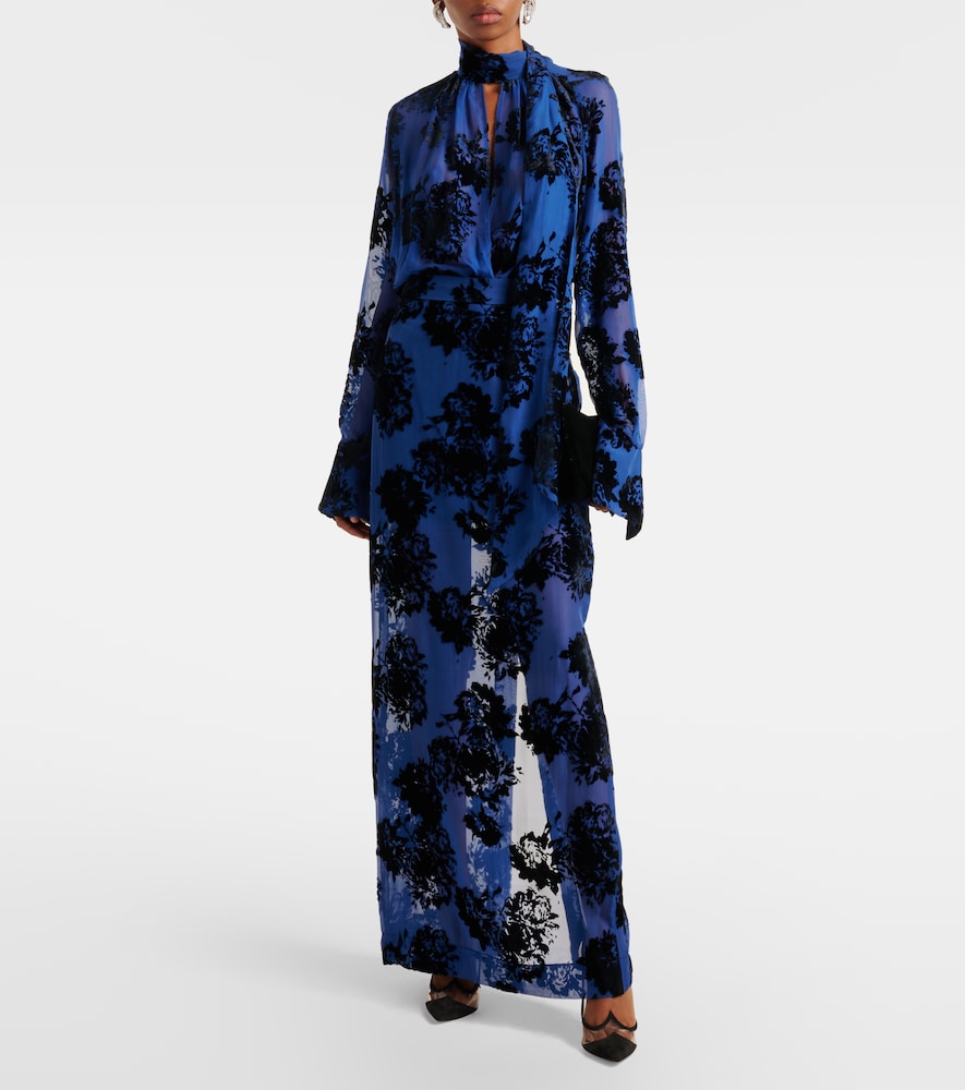 Nina Ricci Devor√É¬© velvet maxi skirt