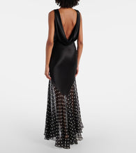 Nina Ricci Draped polka-dot satin gown