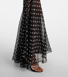 Nina Ricci Draped polka-dot satin gown