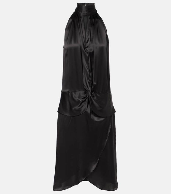 Nina Ricci Gathered halterneck satin minidress