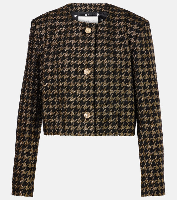 Nina Ricci Houndstooth lam√É¬© tweed jacket