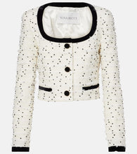 Nina Ricci Polka-dot fringed wool-blend tweed jacket